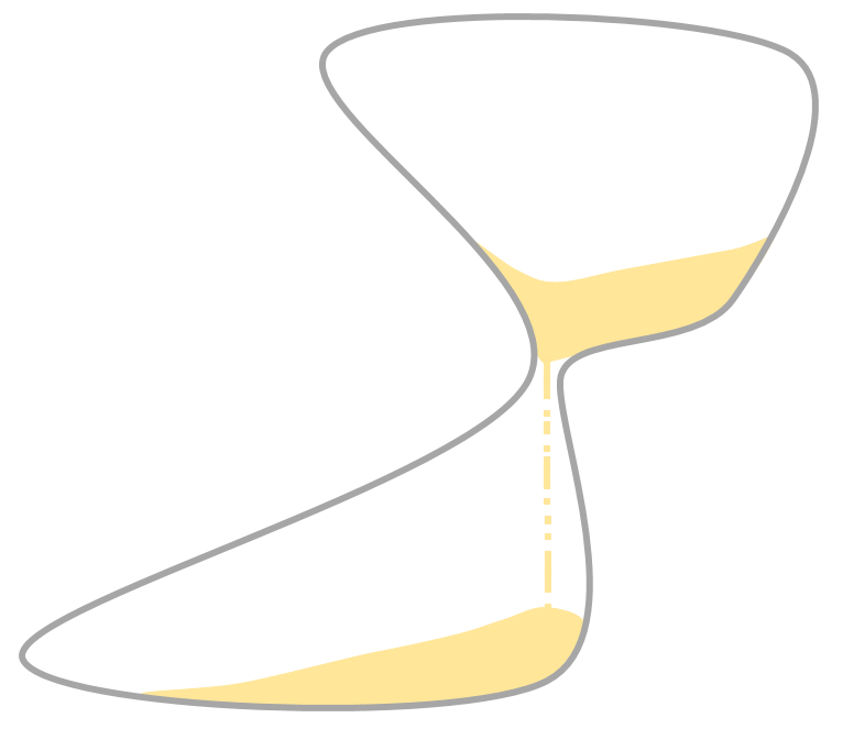 an hourglass with an odd, lopsided shape